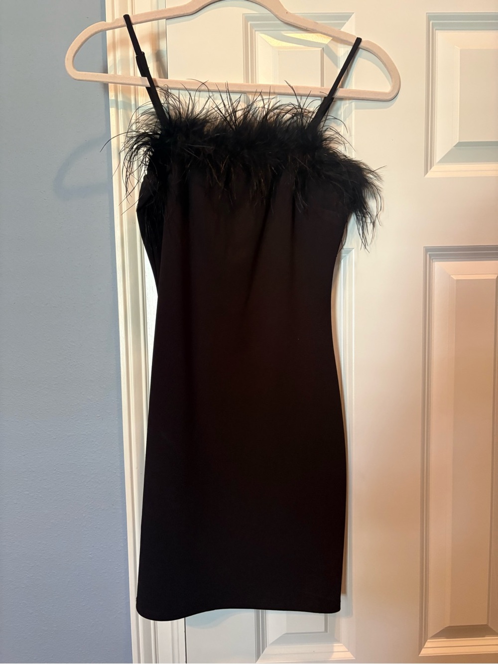 Black Feather-Trim Slip Dress - Women